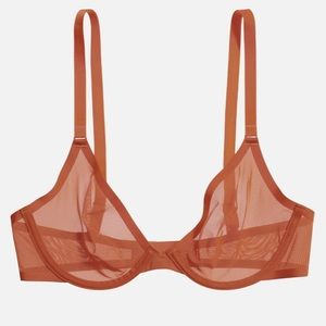 Plunge Mesh Bra in Clay